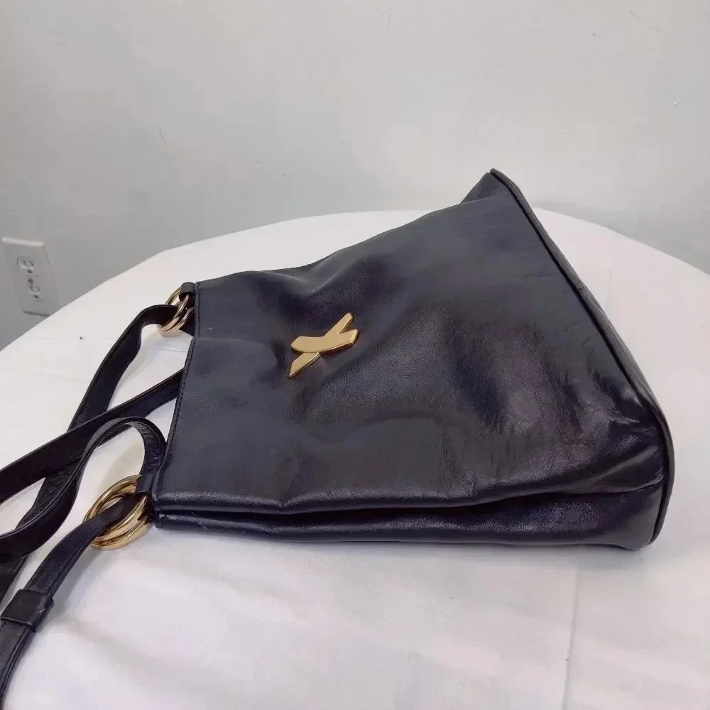 Paloma Picasso vintage black leather shoulder bag